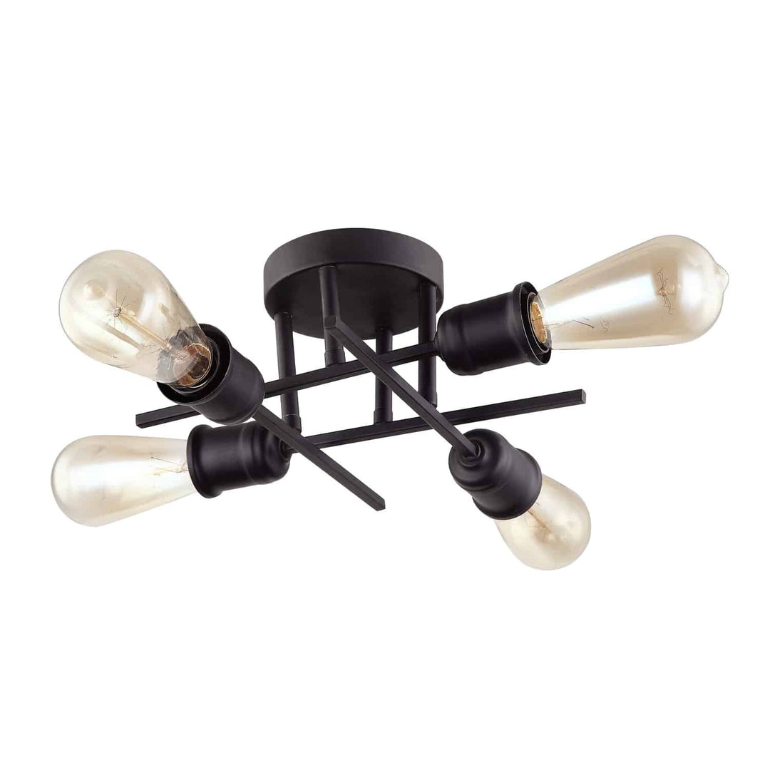 Nebraska 4 Light Incandescent Semi-Flush Mount in Black by Dainolite