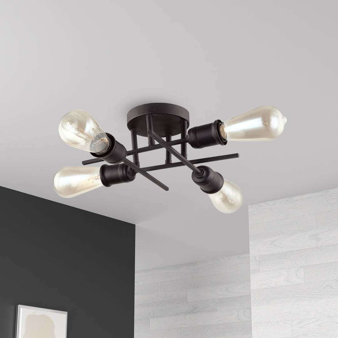 Nebraska 4 Light Incandescent Semi-Flush Mount by Dainolite - view 7