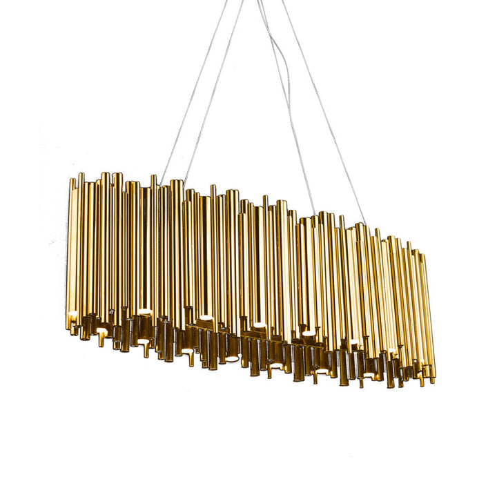 Stainless Steel Chandelier, 51" x 13", by Bethel