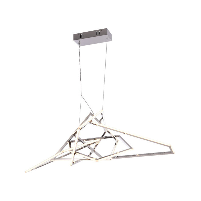 Stainless Steel Frame Geometric LED Light Fixture in Chrome by Bethel