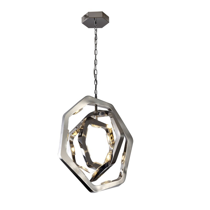 Chrome Triple Ring LED Chandelier with Clear Crystal Accents by Bethel