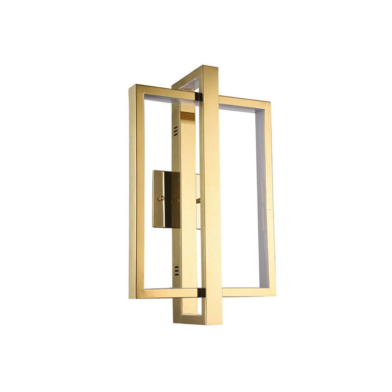 Gold Stainless Steel Box Wall Sconce Non-dimmable Size: L11.8''d6''h19.6''