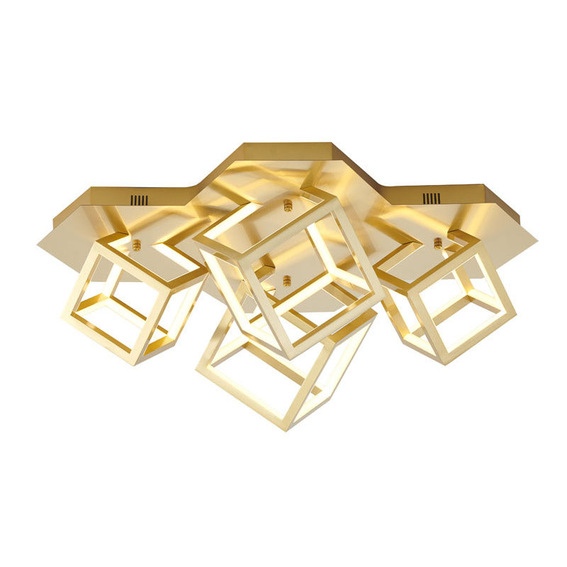 Four Light LED Box Flush Mount in a Metal Finish Metal: