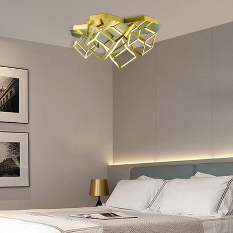 Four Light LED Box Flush Mount in a Metal Finish Metal: