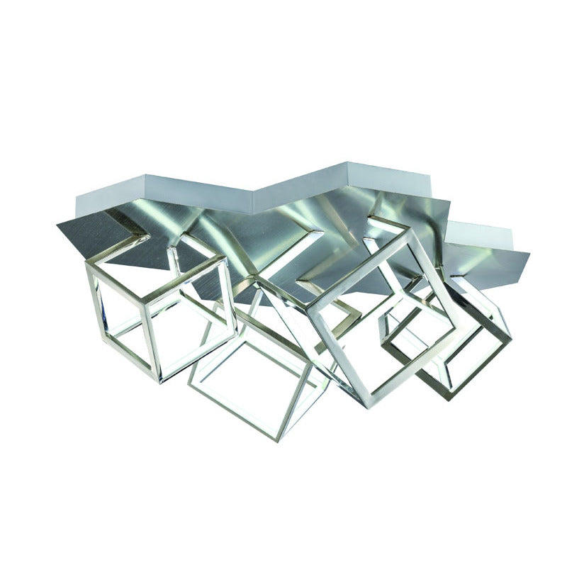 Four Light LED Box Flush Mount in a Metal Finish Metal: