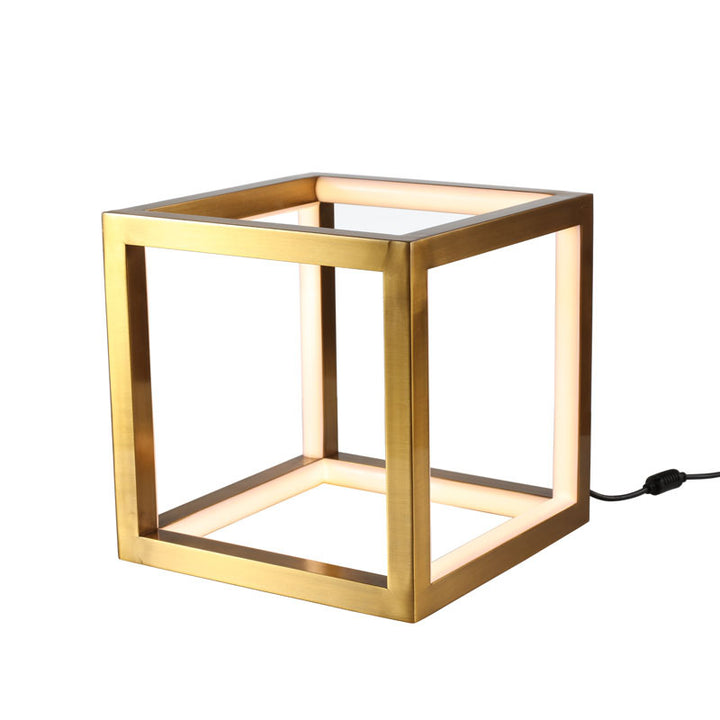 LED Box Table Lamp with Silicone Diffuser in Gold by Bethel
