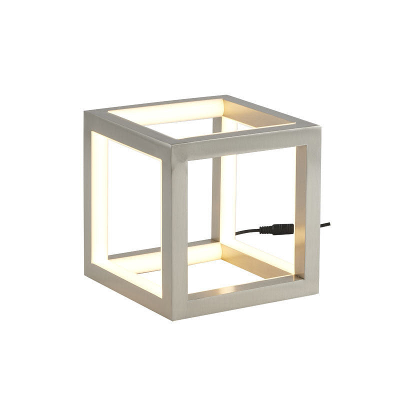 LED Box Table Lamp with Silicone Diffuser in Nickel by Bethel