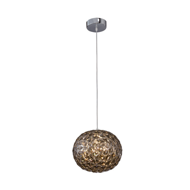 Smoke Color Orb Acrylic Single Pendant Light with Chrome Metal Hardware by Bethel