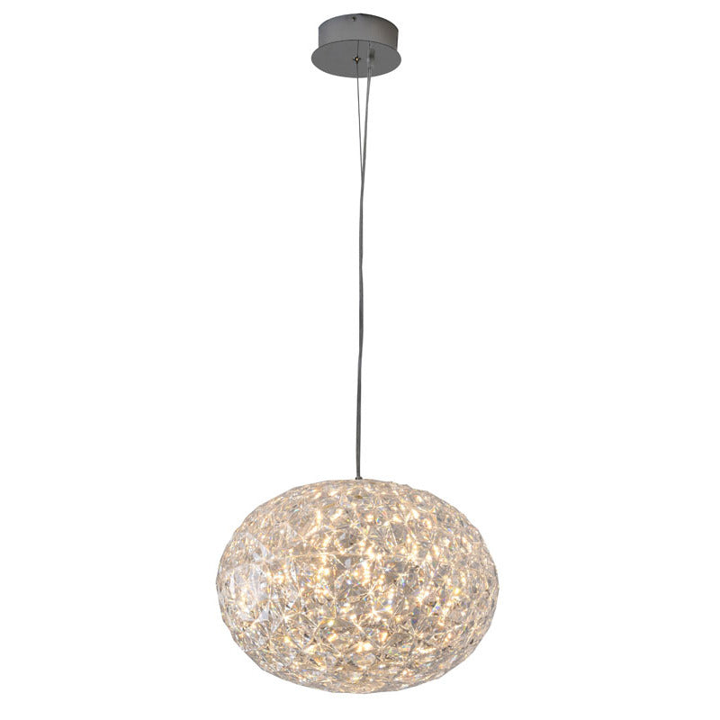 Clear Acrylic LED Pendant Light with Hardware in Chrome by Bethel