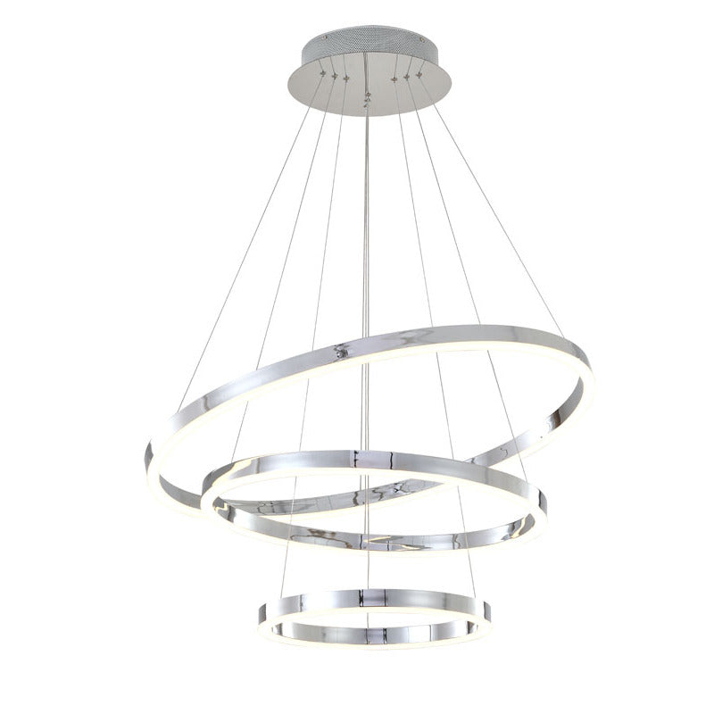 Three Halo Ring Frame LED Ceiling Fixture in Chrome by Bethel