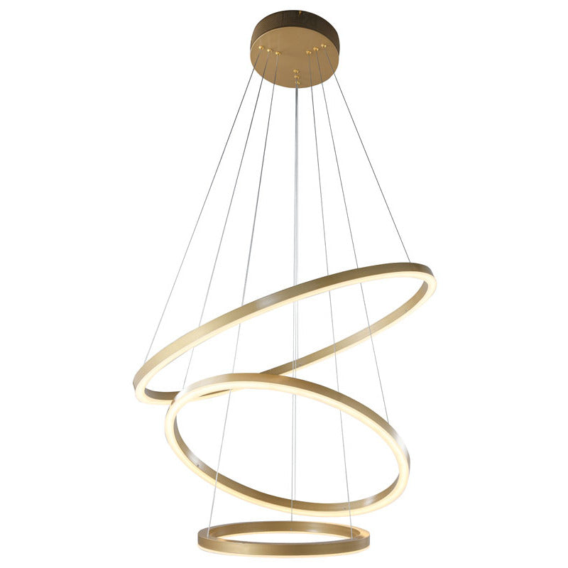 Three Halo Ring Frame LED Ceiling Fixture in Gold by Bethel