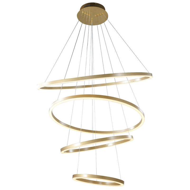 Four Ring Gold Aluminium Frame LED Ceiling Fixture with White Acrylic Diffusers by Bethel