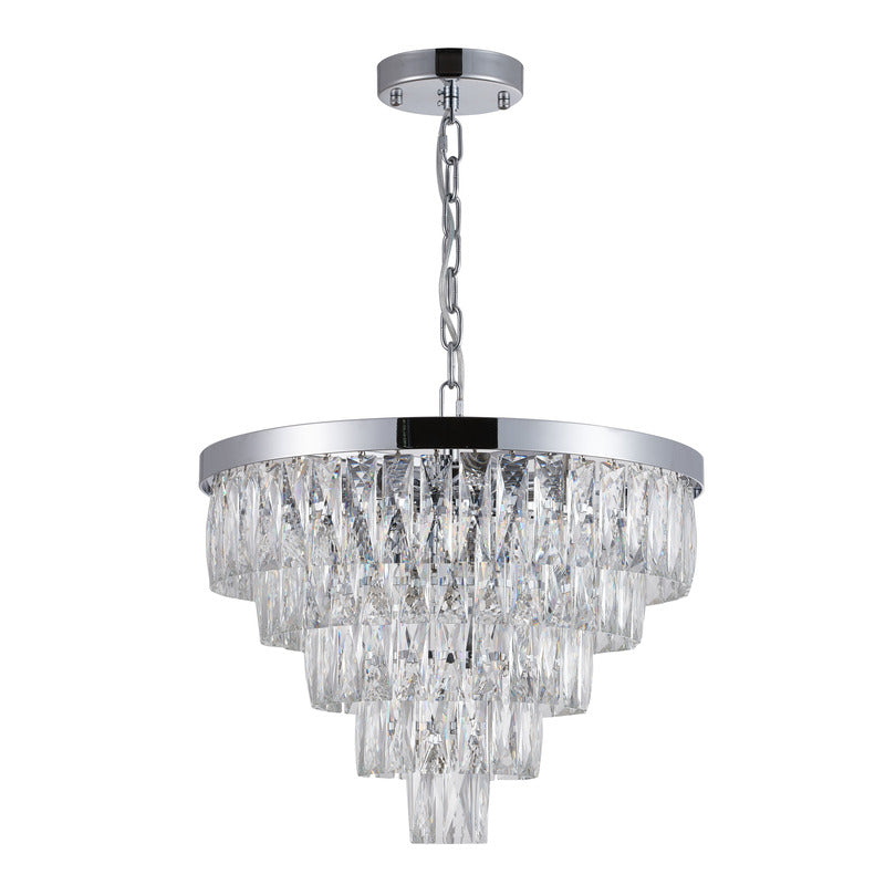Five Tier Metal Frame Chandelier with Clear Hanging Crystals by Bethel - view 2