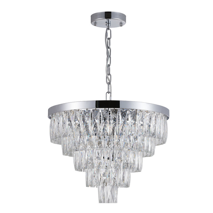 Five Tier Metal Frame Chandelier with Clear Hanging Crystals by Bethel - view 2