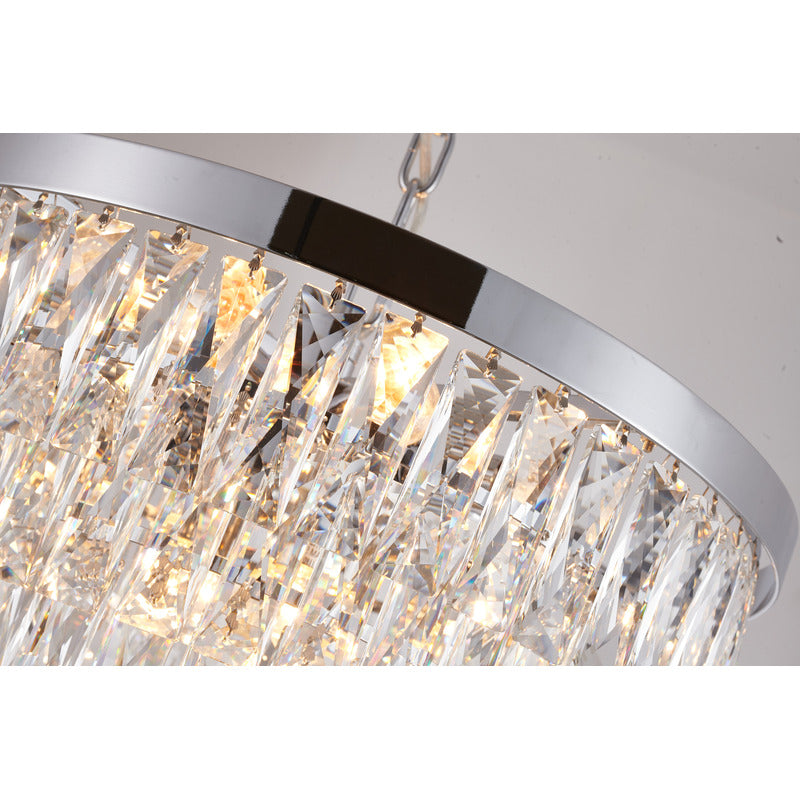 Five Tier Metal Frame Chandelier with Clear Hanging Crystals by Bethel - view 3