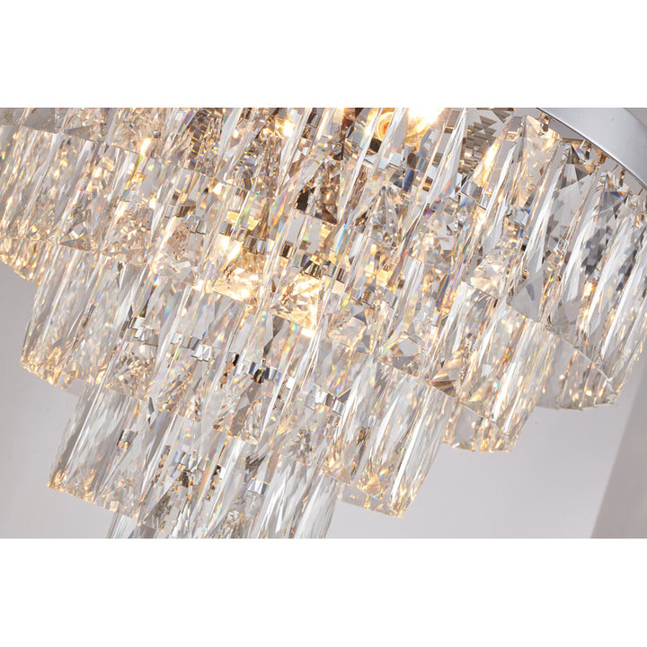 Five Tier Metal Frame Chandelier with Clear Hanging Crystals by Bethel - view 4