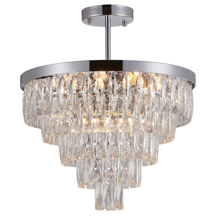 Five Tier Metal Frame Chandelier with Clear Hanging Crystals by Bethel - view 5