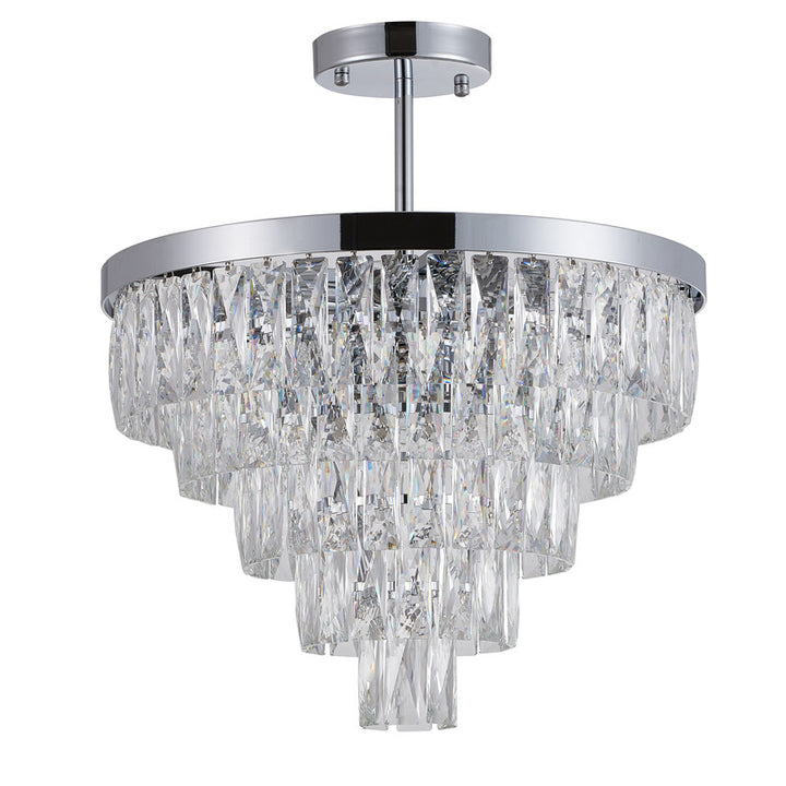 Five Tier Metal Frame Chandelier with Clear Hanging Crystals by Bethel - view 6