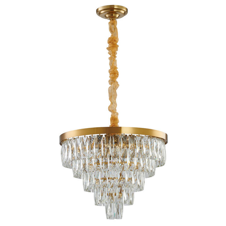 Five Tier Metal Frame Chandelier with Clear Hanging Crystals by Bethel - view 13