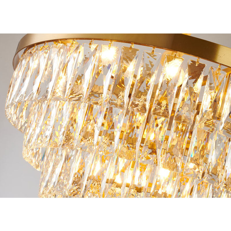 Five Tier Metal Frame Chandelier with Clear Hanging Crystals by Bethel - view 14