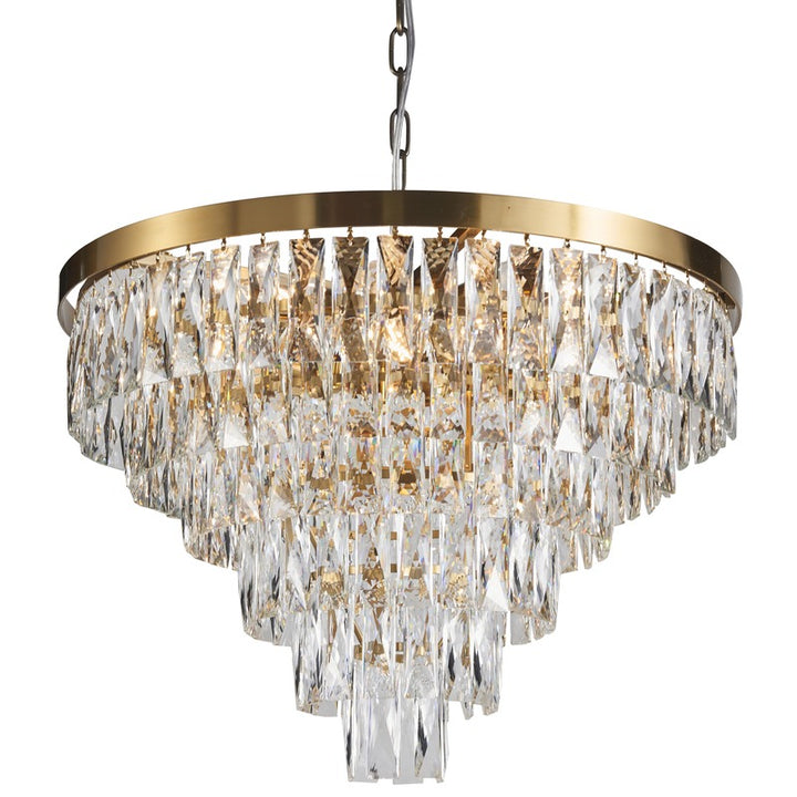 Six Tier Metal Frame Chandelier with Clear Hanging Crystals by Bethel - view 12