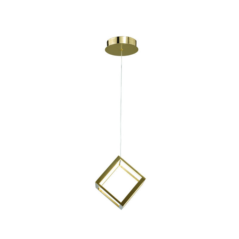 LED Cube Single Pendant Light with Acrylic Diffusers in Gold by Bethel