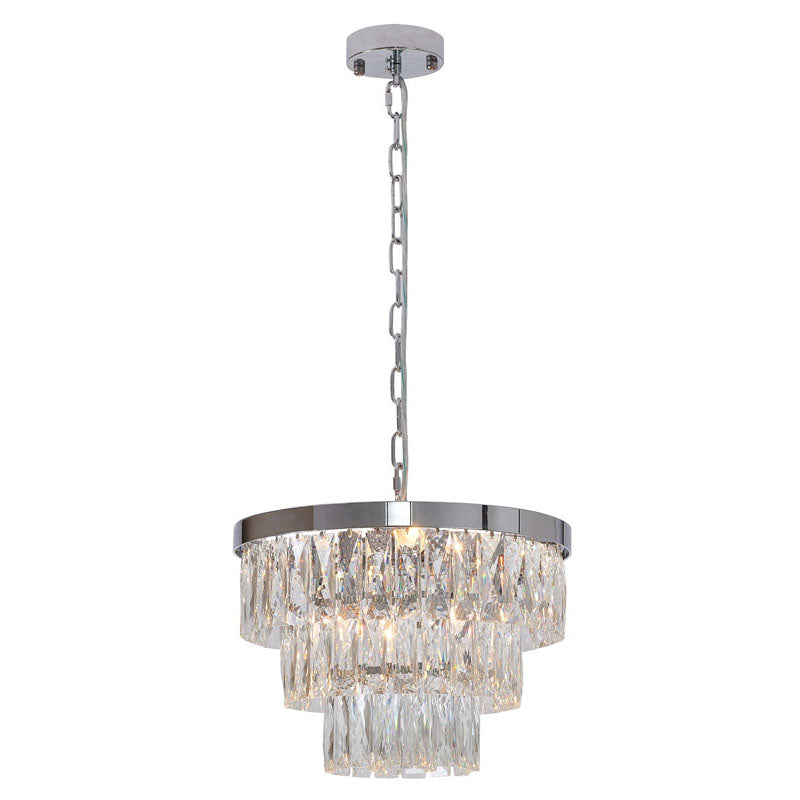 Metal Frame Chandelier with Clear Hanging Crystals (OC32) in Chrome by Bethel