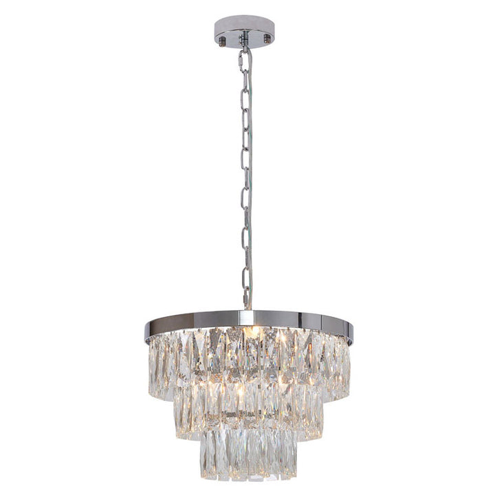 Metal Frame Chandelier with Clear Hanging Crystals (OC32) in Chrome by Bethel