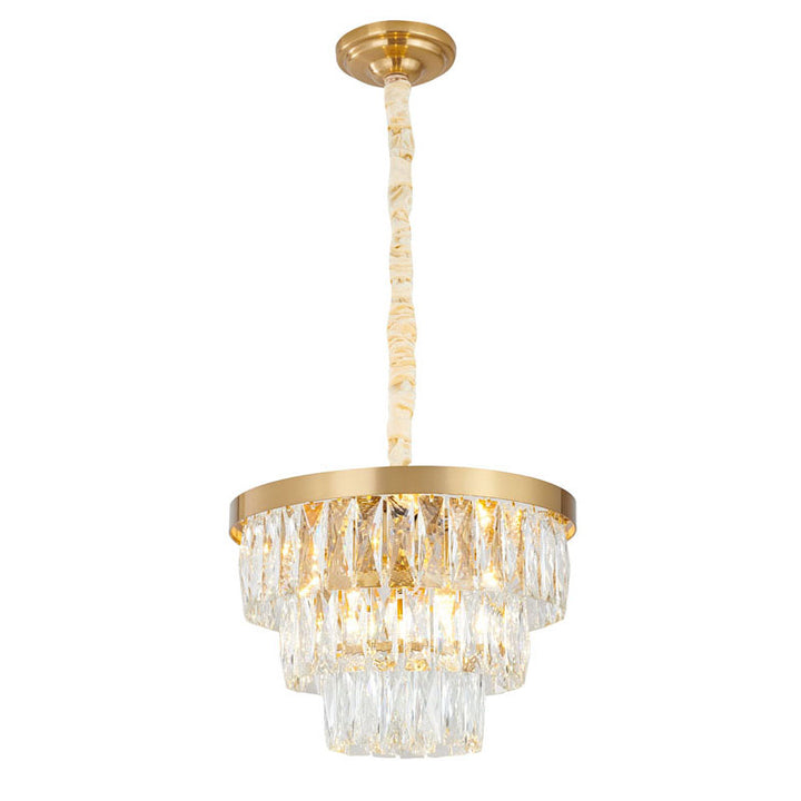 Metal Frame Chandelier with Clear Hanging Crystals (OC32) in Gold by Bethel