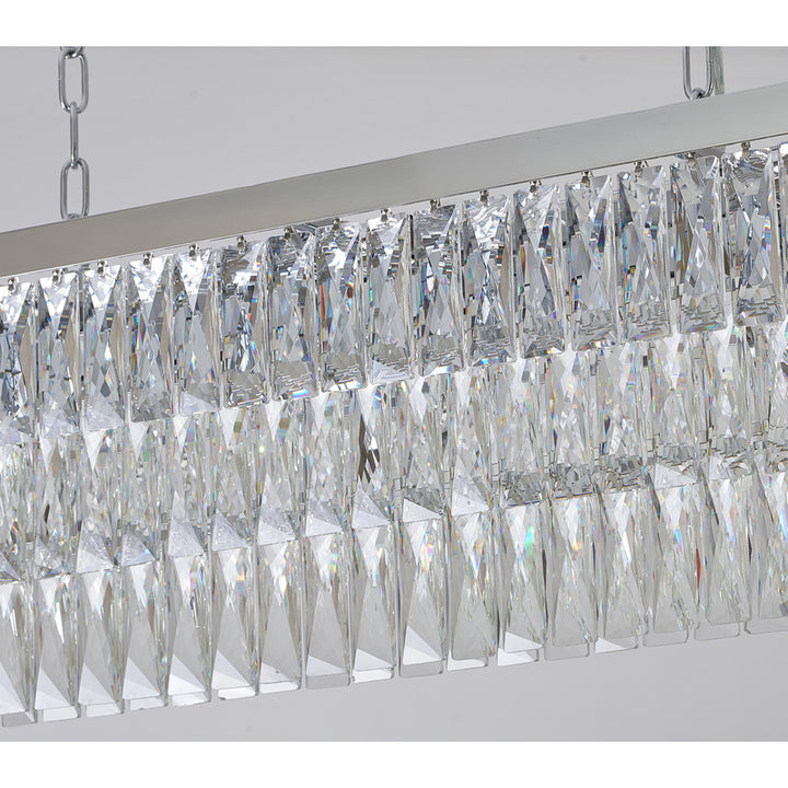 Rectangular Metal Frame Chandelier with Clear Hanging Crystals by Bethel - view 3