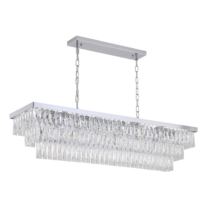 Rectangular Metal Frame Chandelier with Clear Hanging Crystals by Bethel - view 15