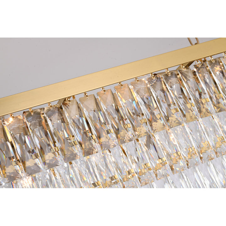 Rectangular Metal Frame Chandelier with Clear Hanging Crystals by Bethel - view 23