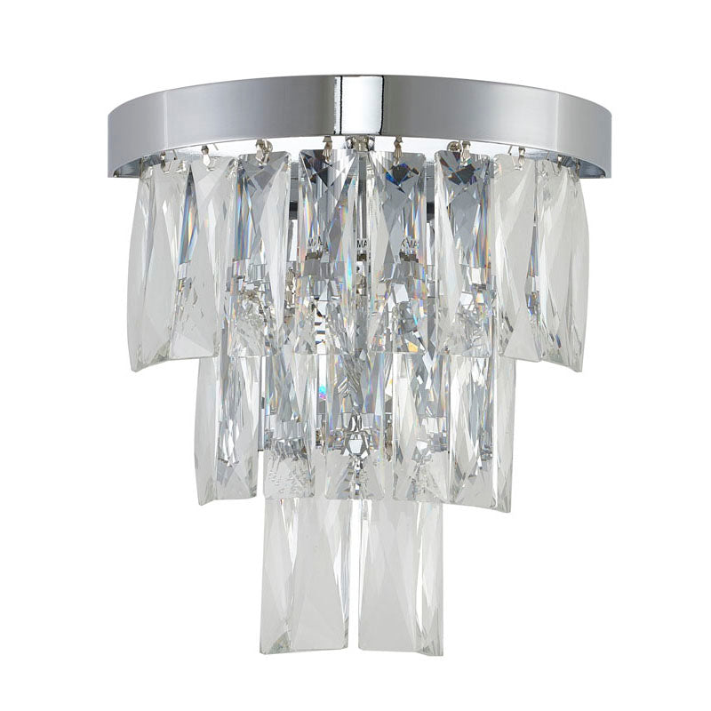 Metal Frame Wall Sconce with Clear Hanging Crystals by Bethel - view 2