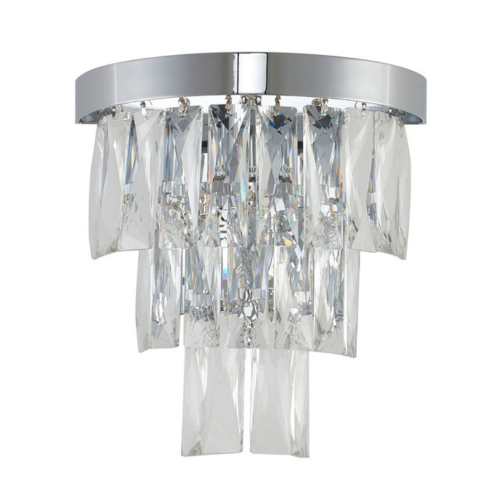 Metal Frame Wall Sconce with Clear Hanging Crystals by Bethel - view 2