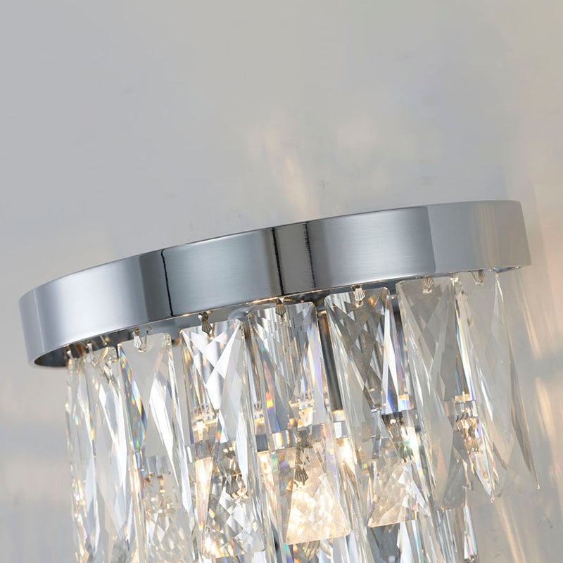 Metal Frame Wall Sconce with Clear Hanging Crystals by Bethel - view 3