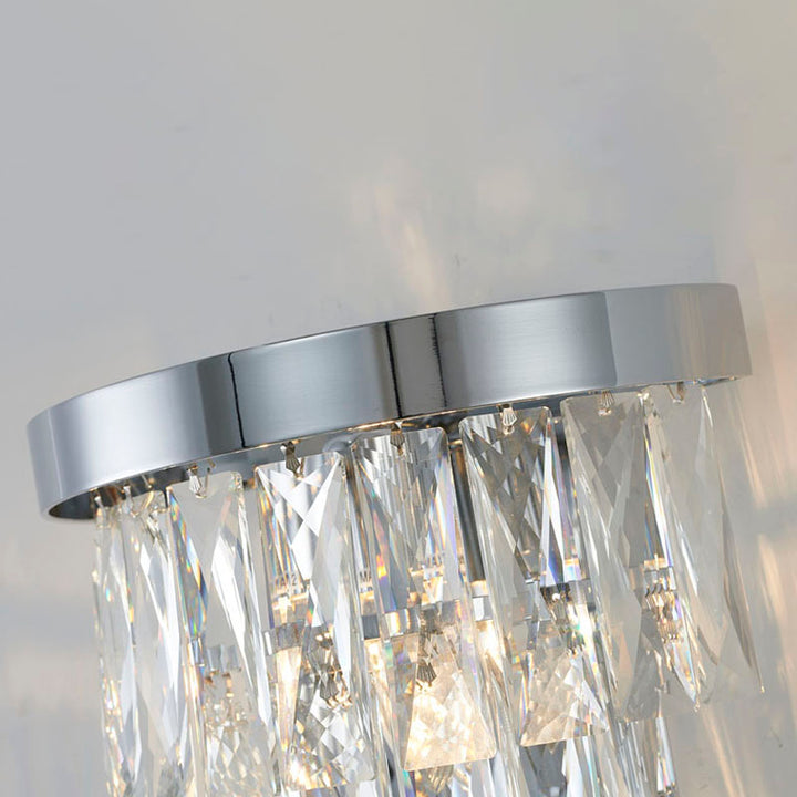 Metal Frame Wall Sconce with Clear Hanging Crystals by Bethel - view 3