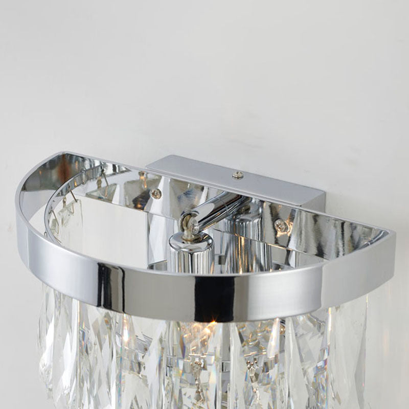 Metal Frame Wall Sconce with Clear Hanging Crystals by Bethel - view 4