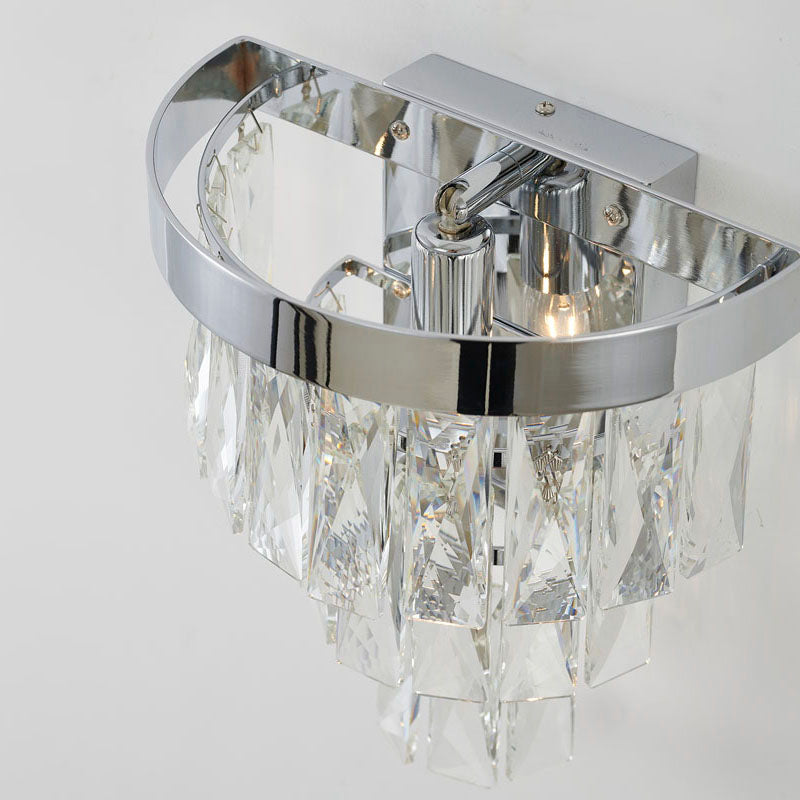 Metal Frame Wall Sconce with Clear Hanging Crystals by Bethel - view 5