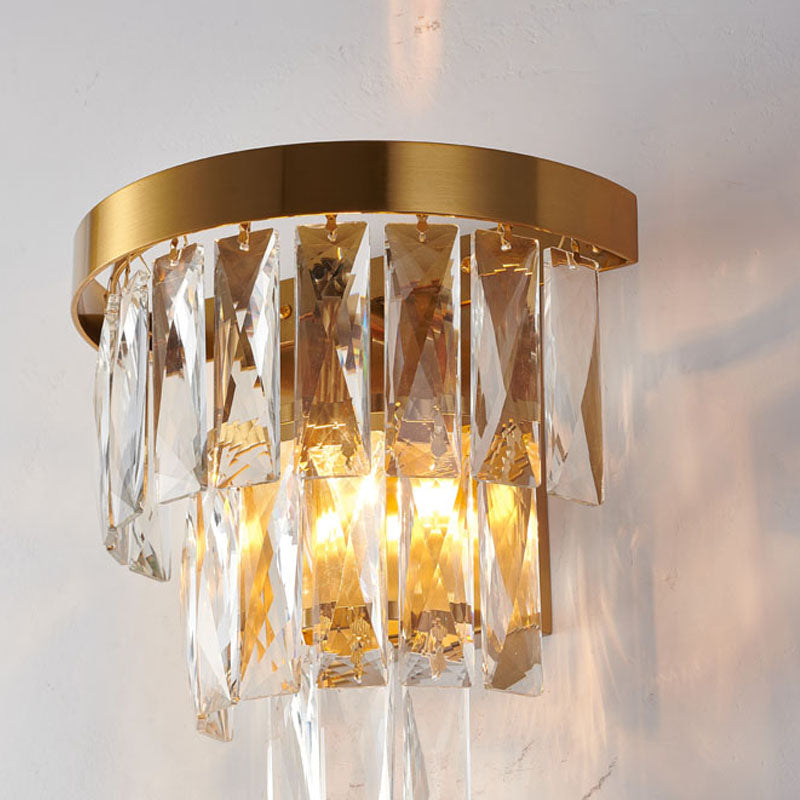 Metal Frame Wall Sconce with Clear Hanging Crystals by Bethel - view 12