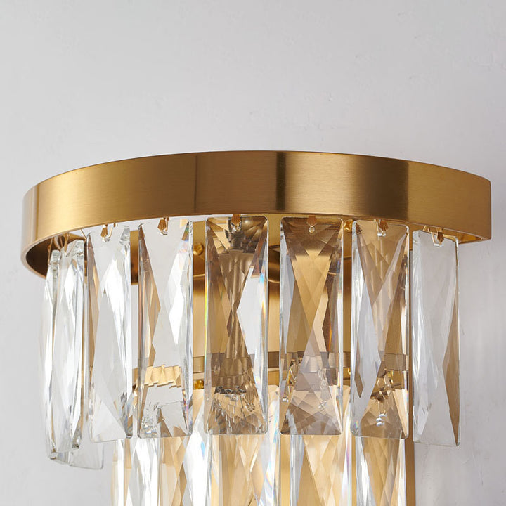 Metal Frame Wall Sconce with Clear Hanging Crystals by Bethel - view 13