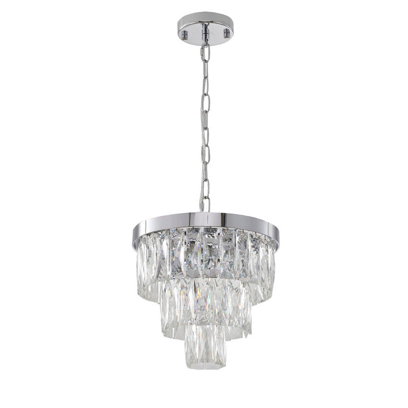 Three Tier Chandelier with Clear Hanging Crystals & Chrome Hardware by Bethel - view 2