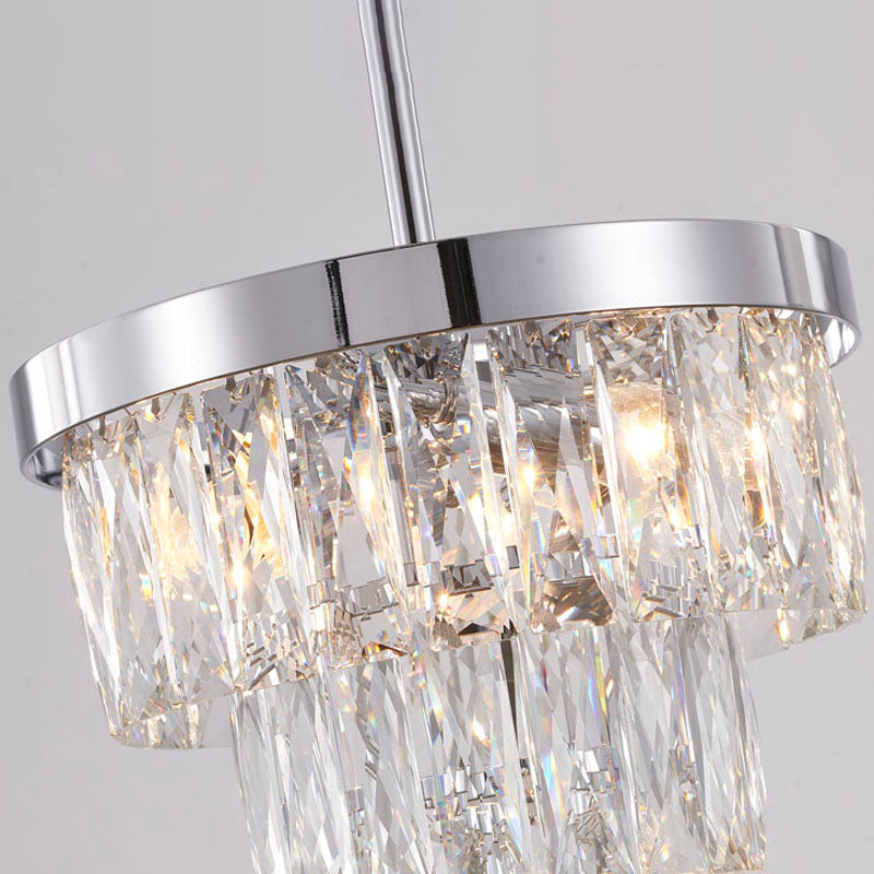 Three Tier Chandelier with Clear Hanging Crystals &amp; Chrome Hardware