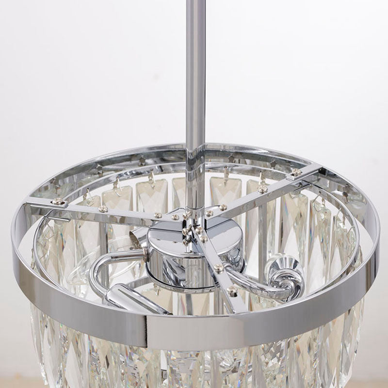 Three Tier Chandelier with Clear Hanging Crystals &amp; Chrome Hardware