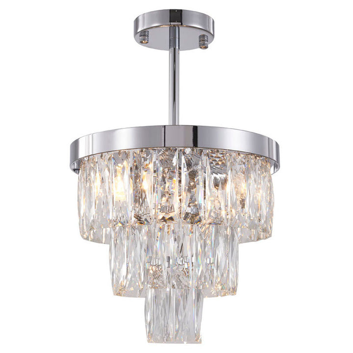 Three Tier Chandelier with Clear Hanging Crystals &amp; Chrome Hardware