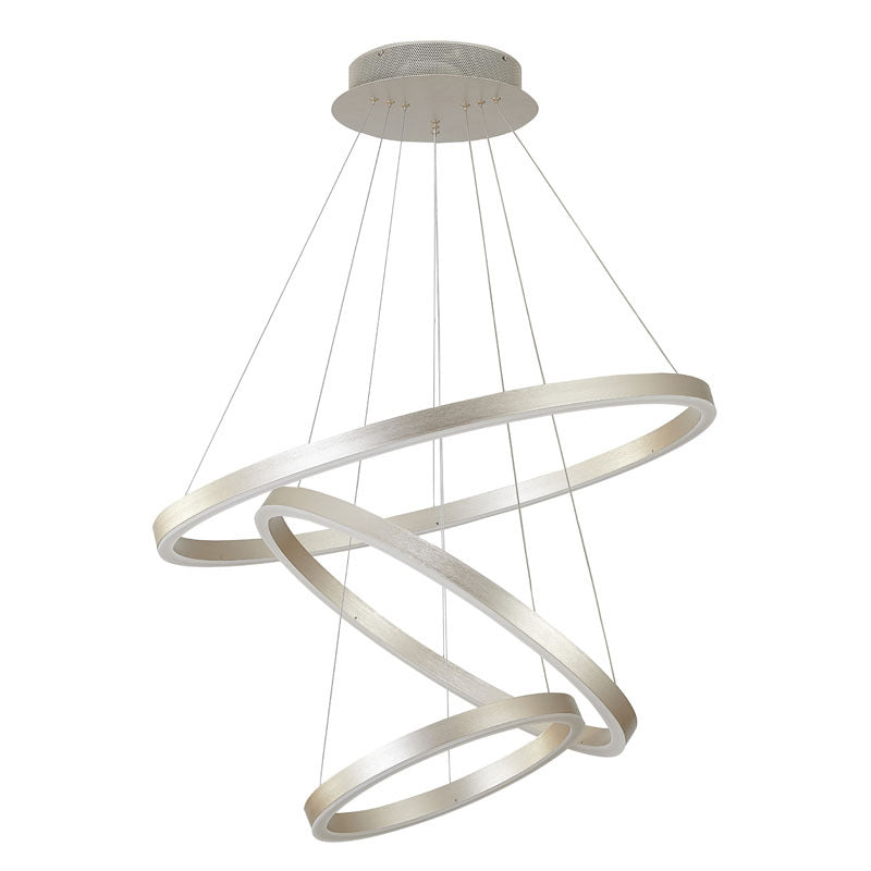 Brushed Nickel Aluminium Frame LED Ceiling Fixture with Three Halo Rings by Bethel - view 2