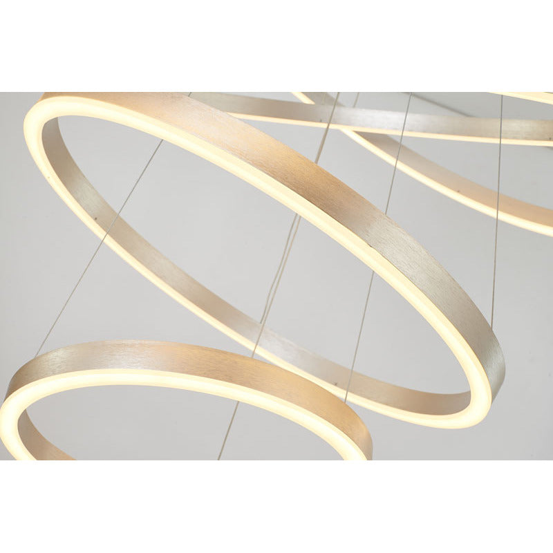 Brushed Nickel Aluminium Frame LED Ceiling Fixture with Three Halo Rings by Bethel - view 3