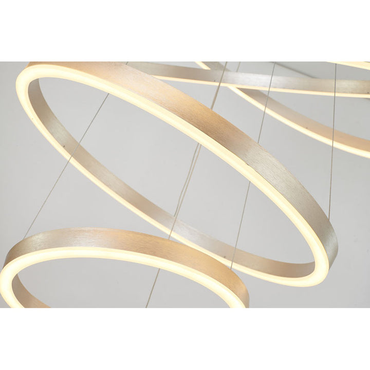 Brushed Nickel Aluminium Frame LED Ceiling Fixture with Three Halo Rings by Bethel - view 3