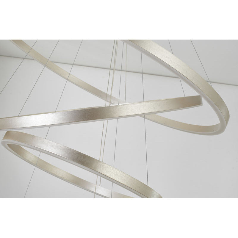 Brushed Nickel Aluminium Frame LED Ceiling Fixture with Three Halo Rings by Bethel - view 5