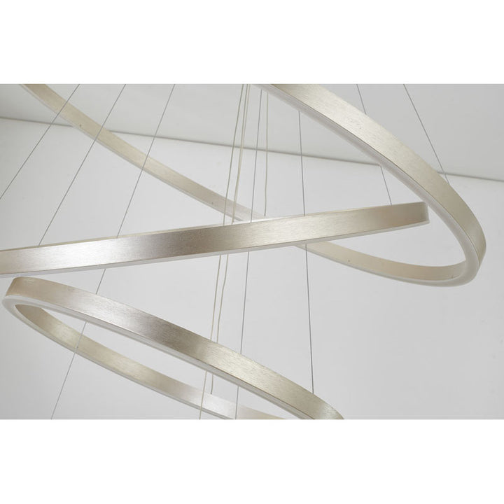 Brushed Nickel Aluminium Frame LED Ceiling Fixture with Three Halo Rings by Bethel - view 5