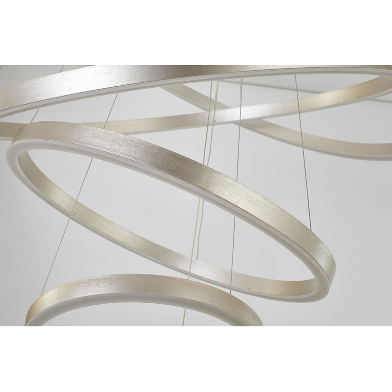 Brushed Nickel Aluminium Frame LED Ceiling Fixture with Three Halo Rings by Bethel - view 6